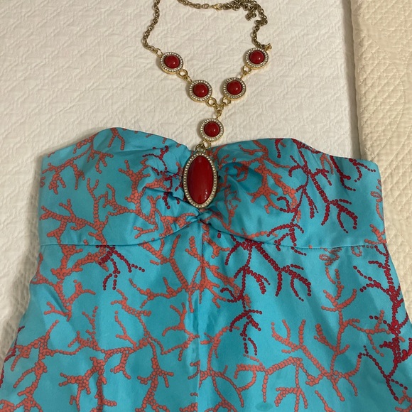 Lilly Pulitzer Rare vintage coral crazy silk dressy necklace dress sz 2 pretty - Picture 3 of 9